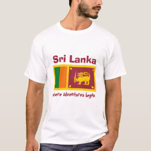 Bandera de Sri Lanka + Mapa + Camiseta del texto
