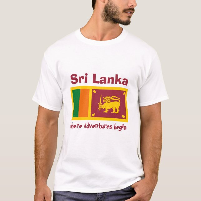 Bandera de Sri Lanka + Mapa + Camiseta del texto (Anverso)