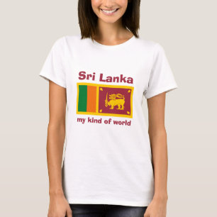 Bandera de Sri Lanka + Mapa + Camiseta del texto