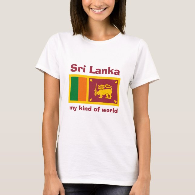 Bandera de Sri Lanka + Mapa + Camiseta del texto (Anverso)