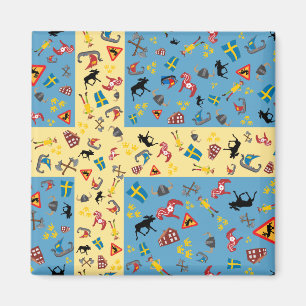 Bandera de Suecia con el imán de los iconos de la