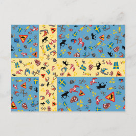 Bandera de Suecia con la postal de los iconos de