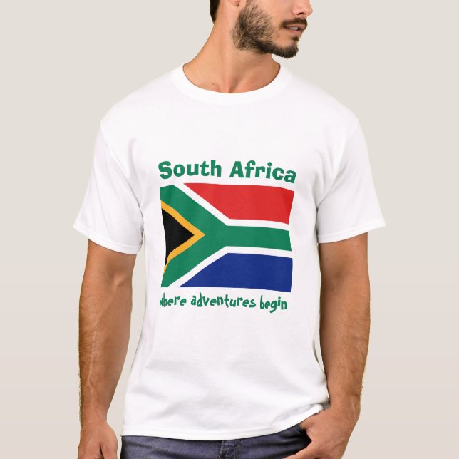 Bandera de Suráfrica + Mapa + Camiseta del texto (Anverso)