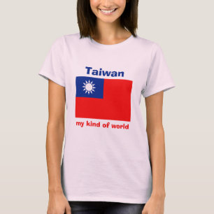 Bandera de Taiwán + mapa + camiseta de texto