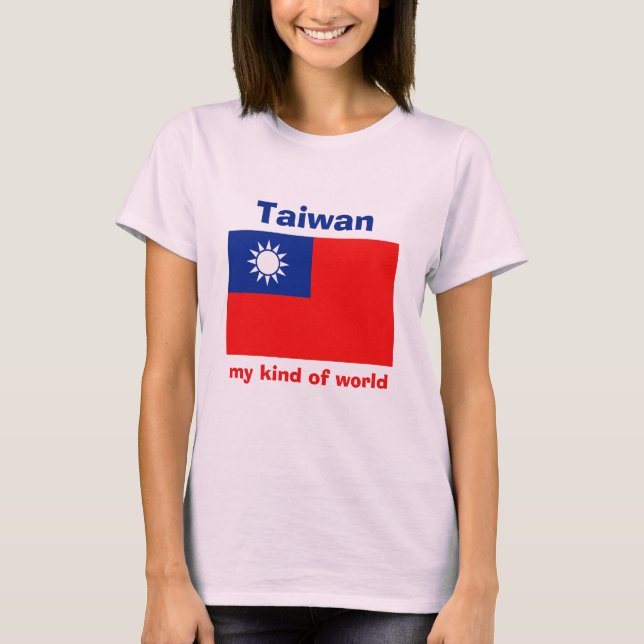 Bandera de Taiwán + mapa + camiseta de texto (Anverso)