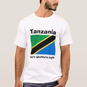 Bandera de Tanzania + Mapa + Camiseta del texto