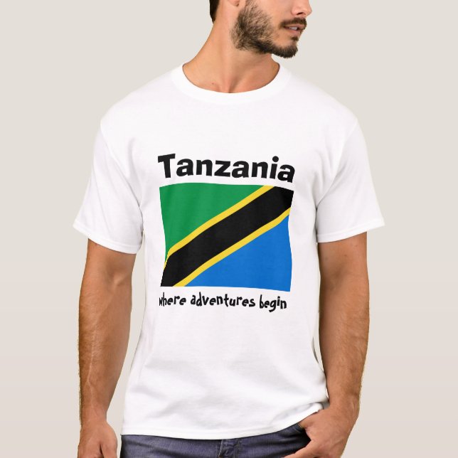 Bandera de Tanzania + Mapa + Camiseta del texto (Anverso)