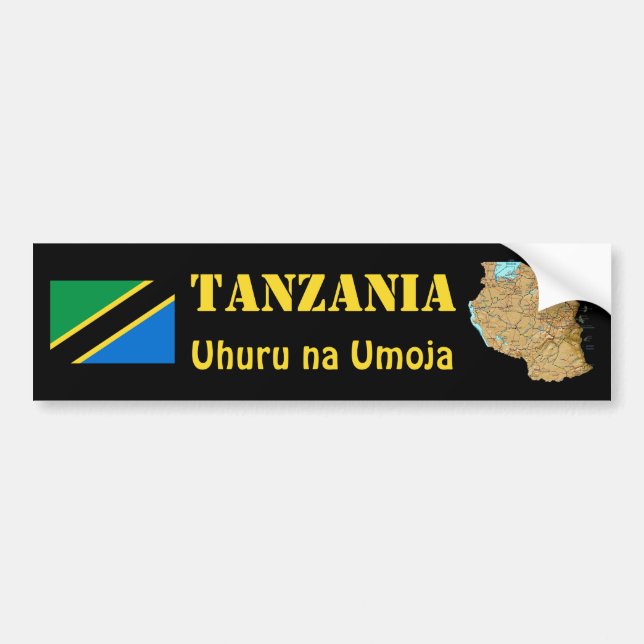 Bandera de Tanzania + Pegatina para el parachoques (Frente)