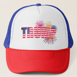 Bandera de Trump y gorro de camión patriótico con 