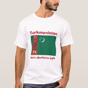 Bandera de Turkmenistán + Mapa + Camiseta del
