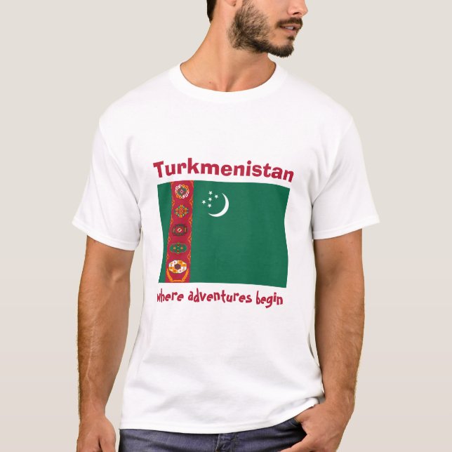 Bandera de Turkmenistán + Mapa + Camiseta del (Anverso)