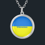 Bandera de Ucrania collares plateados<br><div class="desc">Bandera de Ucrania,  etiquetada</div>