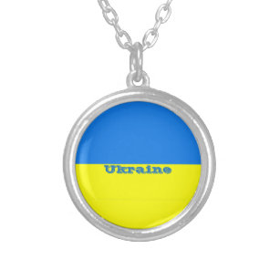 Bandera de Ucrania collares plateados