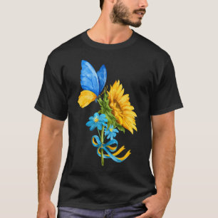 Bandera de Ucrania del girasol camiseta mariposa u