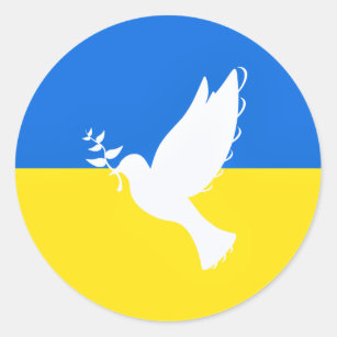 Bandera de Ucrania Pegatina de amor por la paz - L
