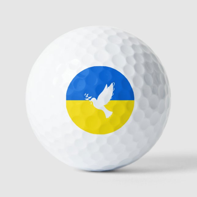 Bandera de Ucrania Pelota de Golf Paloma de Paz -  (Anverso)