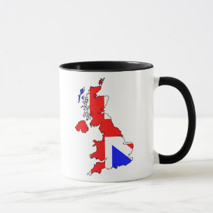 Bandera de Union Jack en la taza del mapa de