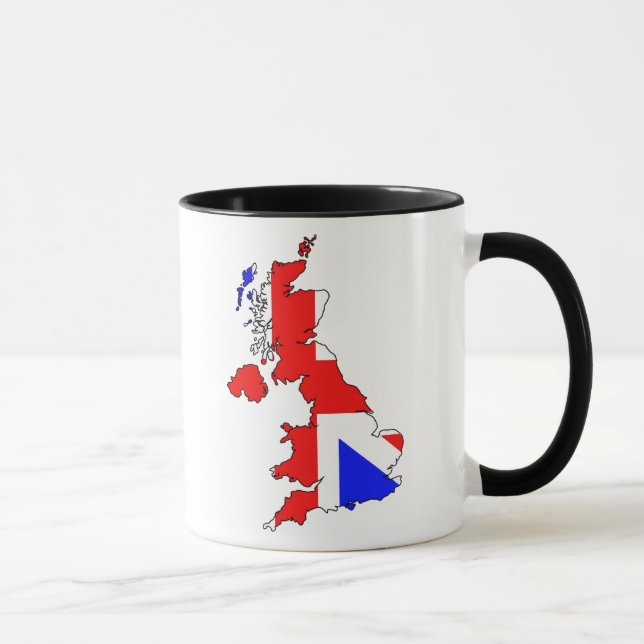 Bandera de Union Jack en la taza del mapa de (Derecha)