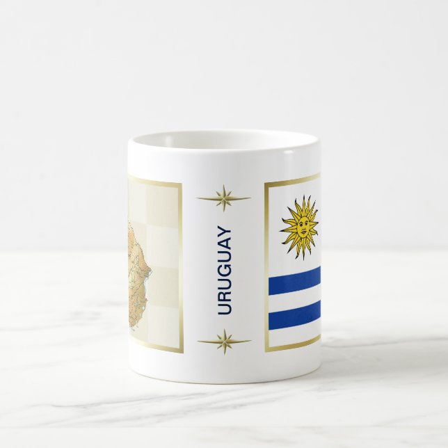 Bandera de Uruguay + Taza del mapa (Centro)