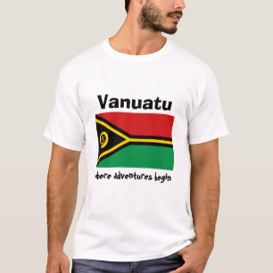 Bandera de Vanuatu + Mapa + Camiseta del texto