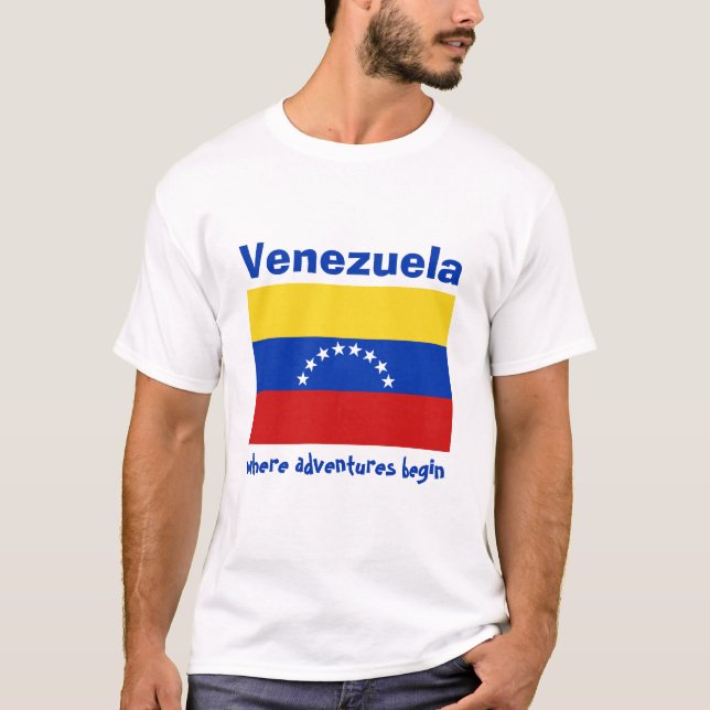 Bandera de Venezuela + mapa + camiseta de texto (Anverso)