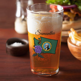 Bandera de Washington y Flor Pacífico Rododendros