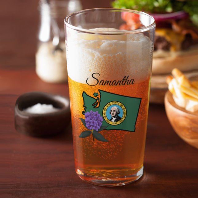 Bandera de Washington y Flor Pacífico Rododendros (Subido por el creador)