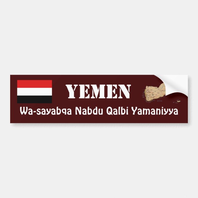 Bandera de Yemen + Pegatina para el parachoques (Frente)