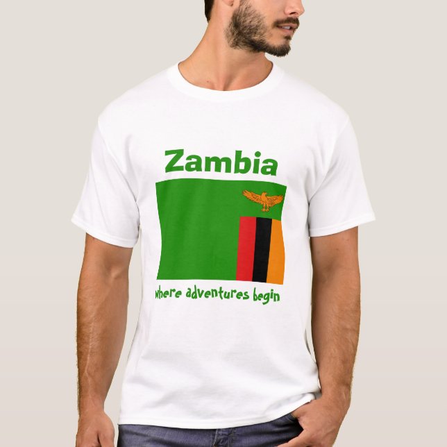 Bandera de Zambia + mapa + camiseta de texto (Anverso)
