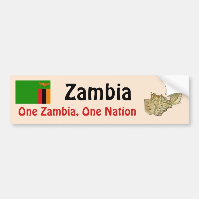 Bandera de Zambia + Pegatina de parachoques de map (Frente)