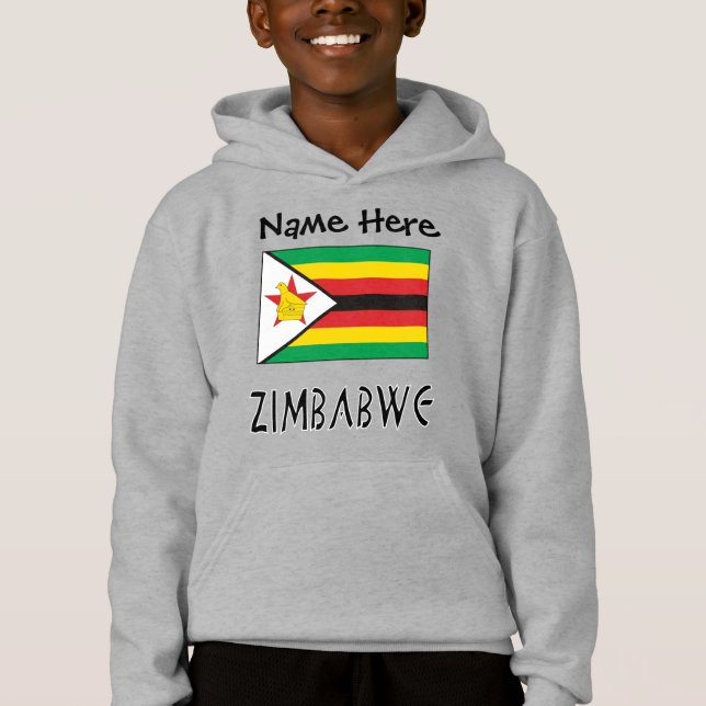 Bandera de Zimbabue y Zimbabue con sus nombres de  (Anverso)