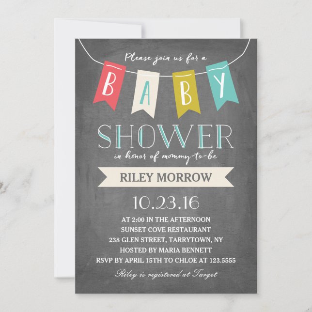 Bandera del bebé | Invitación de Baby Shower (Anverso)