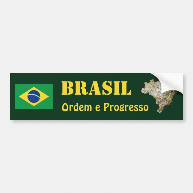 Bandera del Brasil + Pegatina para el parachoques (Frente)