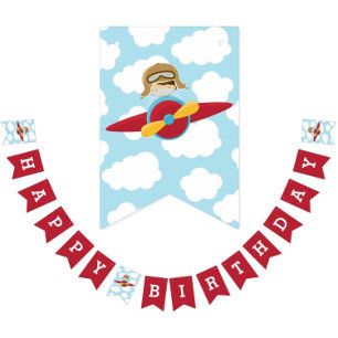 Bandera del chico de la bandera de Airplane Happy 