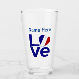 Bandera del corazón del amor azul francés personal