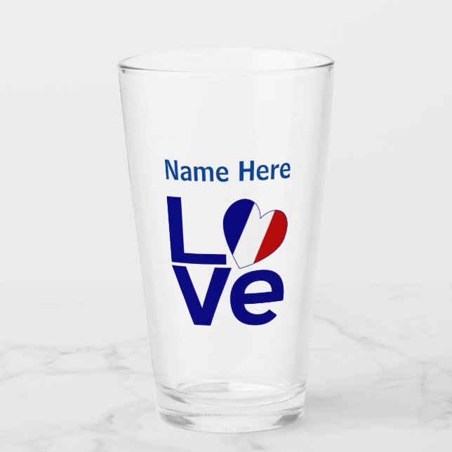 Bandera del corazón del amor azul francés personal (Anverso)