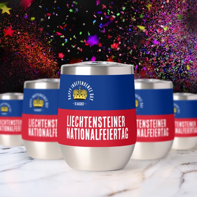 Bandera del Día Nacional de Liechtenstein (Liechtenstein Independence Day August 15 Thermal Wine Tumbler Cover Photo)
