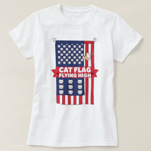 Bandera del gato ondeando alto - Camiseta de gato 