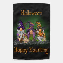 Bandera del Jardín de Halloween Fun Gnomes