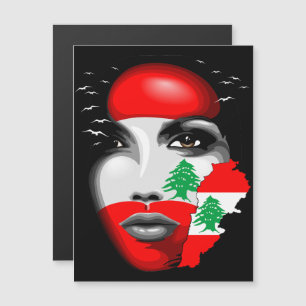 Bandera del Líbano y mapa de la cara de los chicas