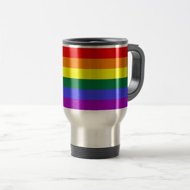 Bandera del orgullo arco iris taza de café de viaj (Anverso derecho)