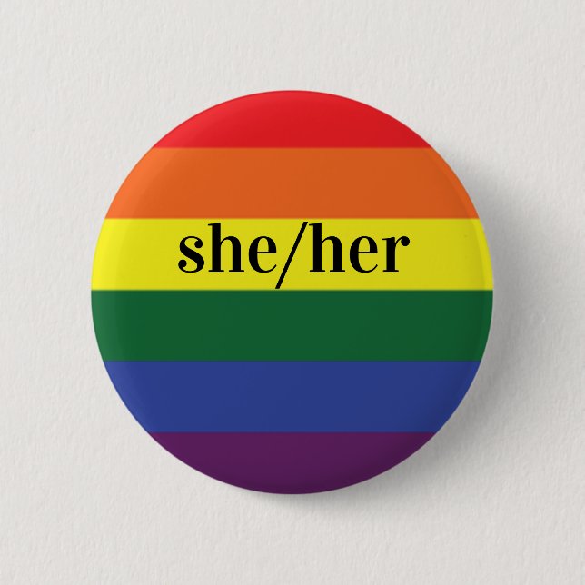 Bandera del Orgullo Arcoiris LGBT Botón Pronoun (Anverso)