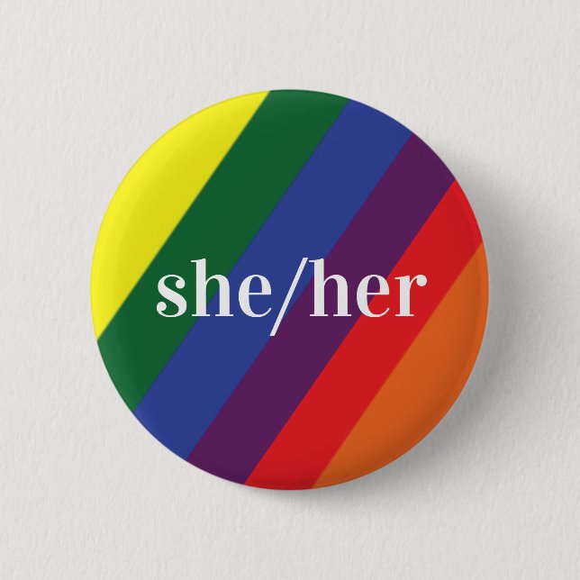 Bandera del Orgullo Arcoiris LGBT Botón Pronoun (Anverso)