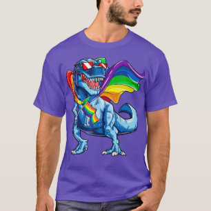 Bandera del Orgullo Gay Dinosaurio Camiseta LGBT L