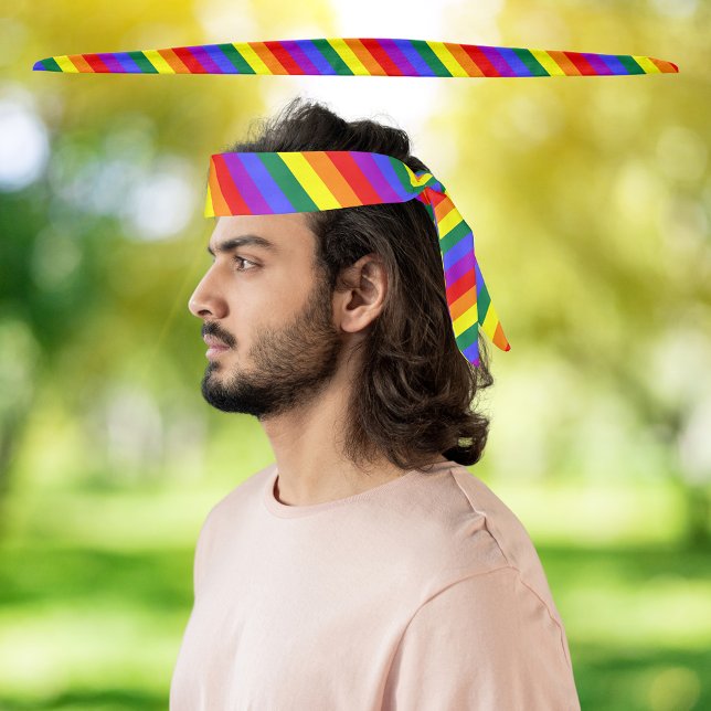 Bandera del orgullo gay LGBT de 42" de longitud (LGBT Rainbow Pride Flag Headband Tie 42" Length)