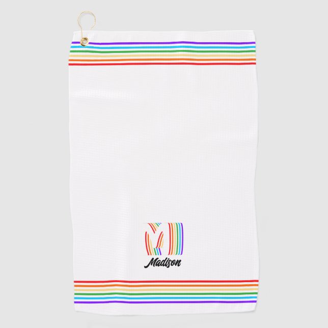 Bandera del Orgullo Gay Monograma Toalla de Golf (Anverso)