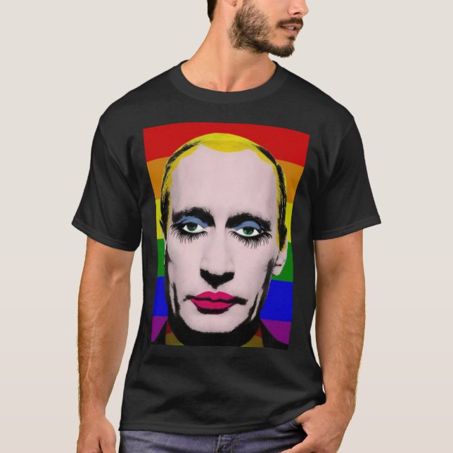 Bandera del orgullo gay Putin camiseta clásica (Anverso)