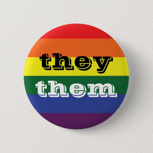 Bandera del Orgullo Iris LGBT Botón Pronoun (Anverso)