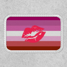 Bandera del Orgullo Lesbiano y labios pintados de 