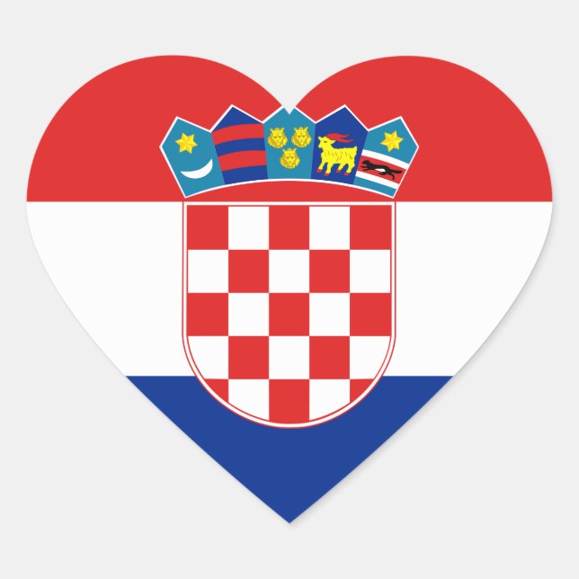Bandera del Pegatina de Croacia (Corazón) (Anverso)